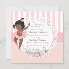 Ballerina Tutu Ballet Roze Wit Strepen Kant Kaart
