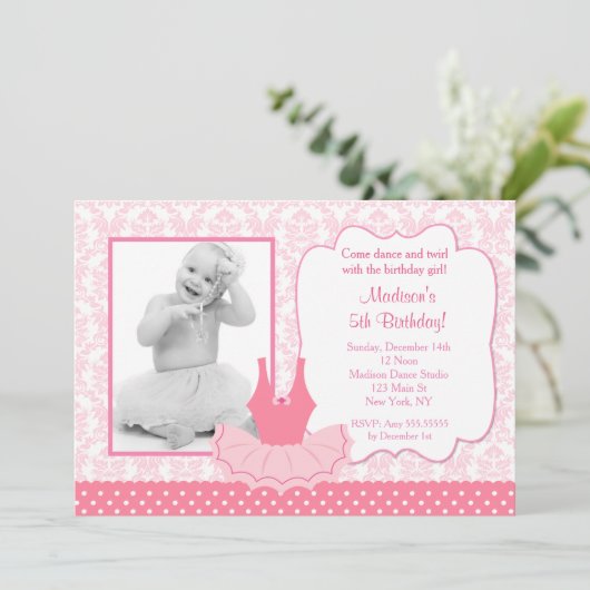 Ballerina Tutu Birthday - uitnodiging (Staand voorkant)