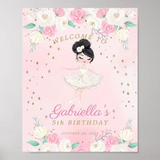 Ballerina Tutu Birthday Welcome Sign Poster (Voorkant)