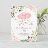 Ballerina Tutu Cute First Birthday Uitnodiging (Staand voorkant)