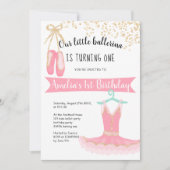 ballerina tutu Gold glitter confetti 1st verjaarda Kaart (Voorkant)