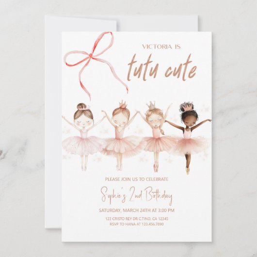 Ballerina Tutu Leuke verjaardagsuitnodiging Kaart (Voorkant)