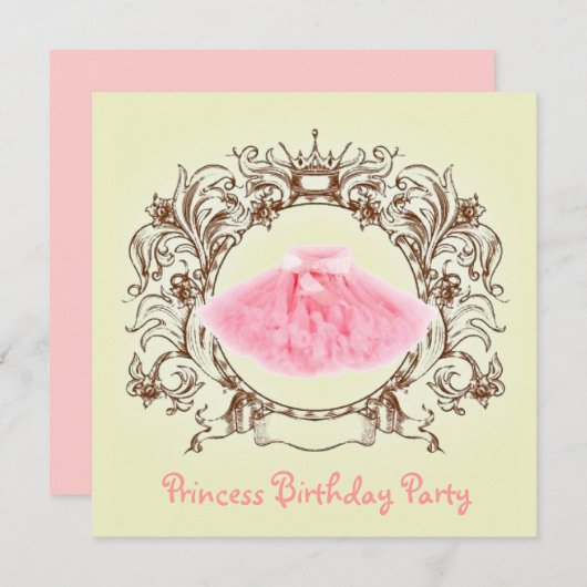 Ballerina Tutu Prinses Verjaardagsfeest uitnodigin Kaart (Voorkant / Achterkant)