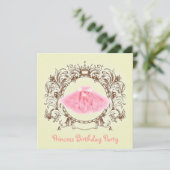 Ballerina Tutu Prinses Verjaardagsfeest uitnodigin Kaart (Staand voorkant)