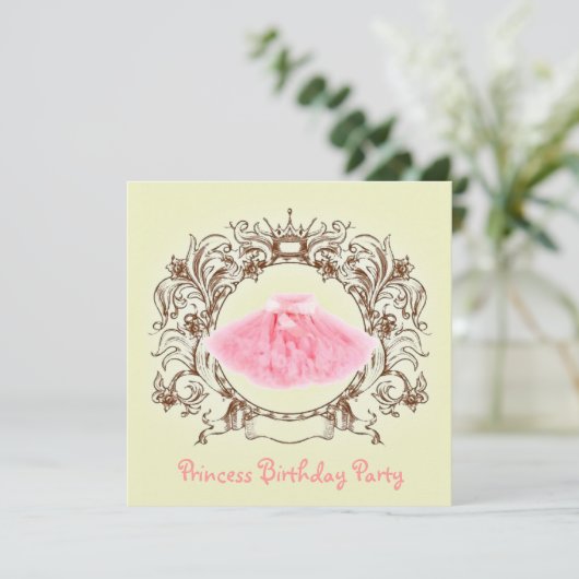 Ballerina Tutu Prinses Verjaardagsfeest uitnodigin Kaart (Staand voorkant)