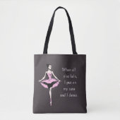  Ballerina & Tutu Quote Donkergrijs Tote Bag (Voorkant)