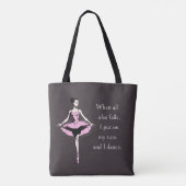  Ballerina & Tutu Quote Donkergrijs Tote Bag (Achterkant)