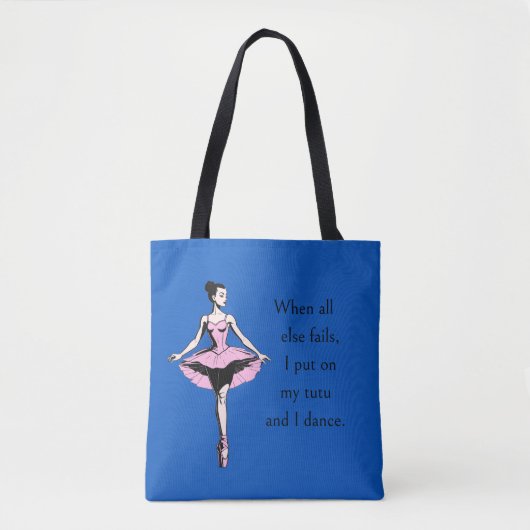 Ballerina & Tutu Quote Kobalt Blauw Tote Bag (Voorkant)
