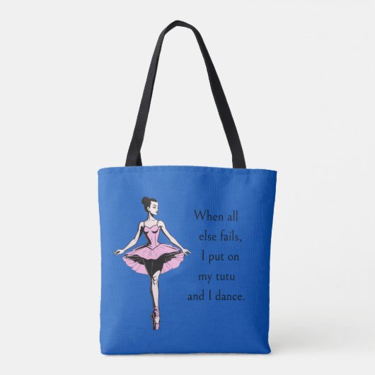 Ballerina & Tutu Quote Kobalt Blauw Tote Bag (Achterkant)