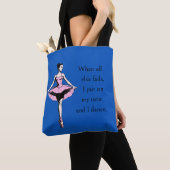 Ballerina & Tutu Quote Kobalt Blauw Tote Bag (Dichtbij)