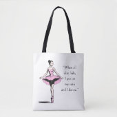  Ballerina & Tutu Quote Wit Tote Bag (Voorkant)