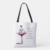  Ballerina & Tutu Quote Wit Tote Bag (Achterkant)