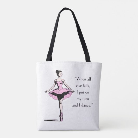  Ballerina & Tutu Quote Wit Tote Bag (Achterkant)