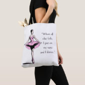  Ballerina & Tutu Quote Wit Tote Bag (Dichtbij)