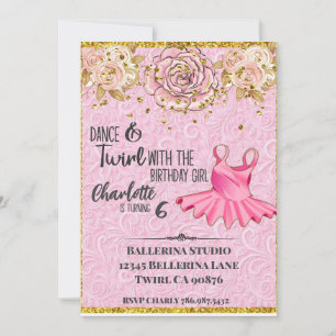 Ballerina Tutu roze verjaardagsuitnodiging Kaart