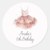 Ballerina Tutu Schattige Ballet Roze Script Verjaa Ronde Sticker (Voorkant)