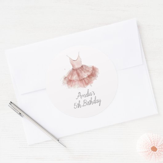 Ballerina Tutu Schattige Ballet Roze Script Verjaa Ronde Sticker (Envelop)