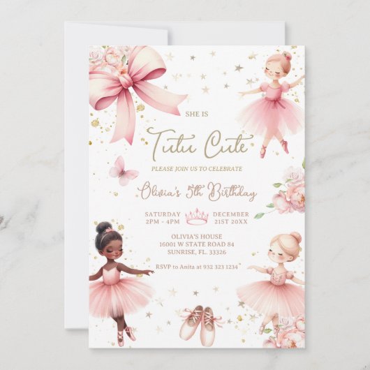 Ballerina Tutu Schattigee Roze Boog Verjaardagsuit Kaart