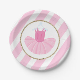 Ballerina Tutu Verjaardagsborden met roze strepen Papieren Bordje