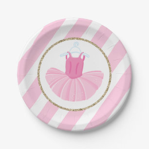 Ballerina Tutu Verjaardagsborden met roze strepen Papieren Bordje