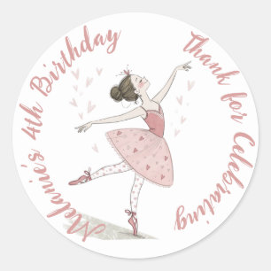ballerina tutu verjaardagsfeestje ronde sticker