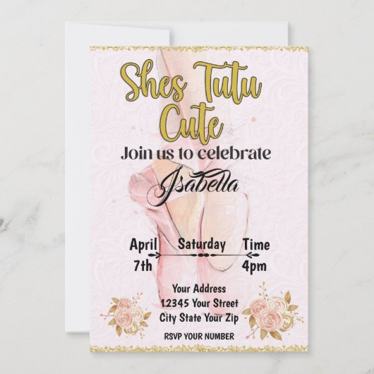 Ballerina Tutu verjaardagsuitnodiging Kaart (Voorkant)