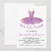Ballerina TuTu verjaardagsuitnodiging Kaart (Voorkant / Achterkant)