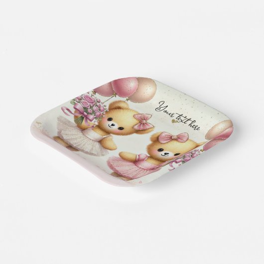 Ballerina Twinkle Toes Twin Beren Verjaardagsfeest Papieren Bordje (Gebogen)