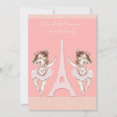 Ballerina Twins Eiffel Tower Chevrons Baby shower Kaart (Voorkant)