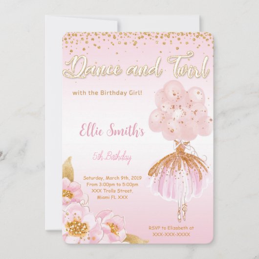 Ballerina uitnodiging (Voorkant)