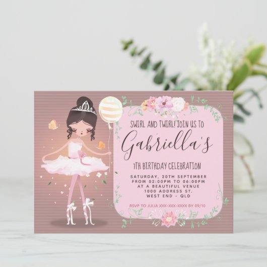 Ballerina Uitnodiging (Staand voorkant)