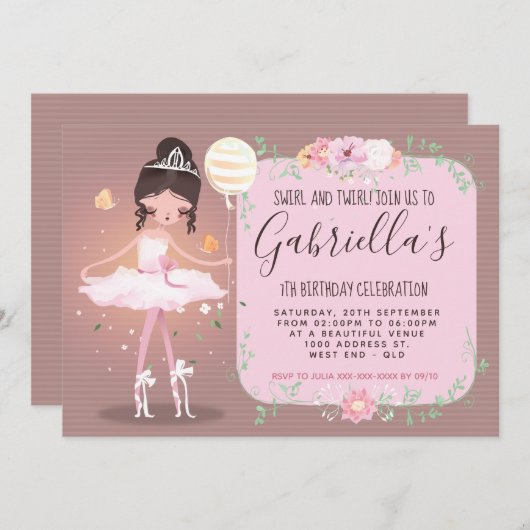 Ballerina Uitnodiging (Voorkant / Achterkant)