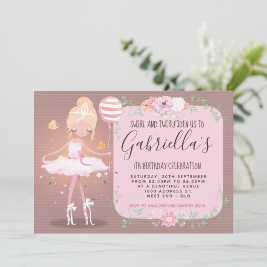 Ballerina Uitnodiging (Staand voorkant)