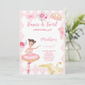 Ballerina uitnodiging 8e verjaardag  (Staand voorkant)