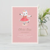 Ballerina Unicorn Pink Girl Birthday Kaart (Staand voorkant)