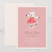 Ballerina Unicorn Pink Girl Birthday Kaart (Voorkant / Achterkant)