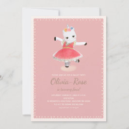 Ballerina Unicorn Pink Girl Birthday Kaart