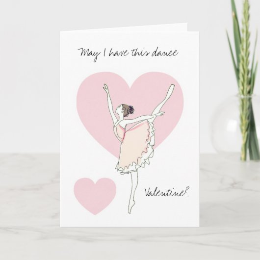 Ballerina Valentijn mag ik dit danshart hebben Feestdagen Kaart (Voorkant)