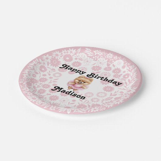 Ballerina Verjaardag 7" Papier Bord (Gekanteld)