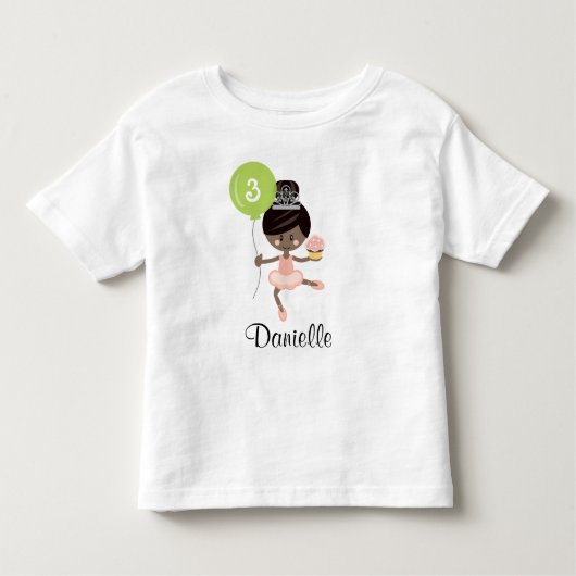 Ballerina Verjaardag Baby Peuter Shirt African Am (Voorkant)