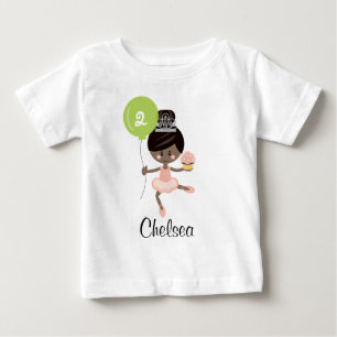 Ballerina Verjaardag Baby T-shirt Afro-Amerikaans