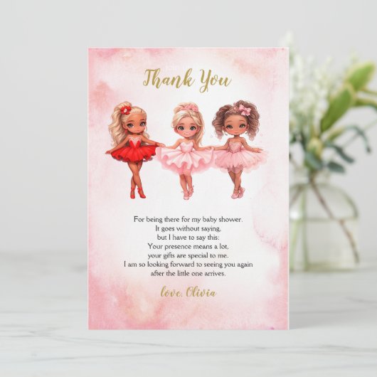 Ballerina Verjaardag, Ballet Feest Bedankkaart (Staand voorkant)