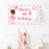 Ballerina Verjaardag Banner met roze strepen (Insitu)