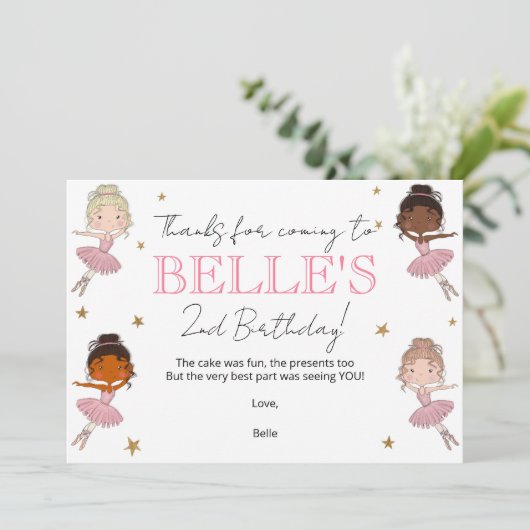 Ballerina Verjaardag Bedankt Card (Staand voorkant)