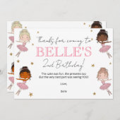 Ballerina Verjaardag Bedankt Card (Voorkant / Achterkant)