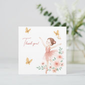 Ballerina Verjaardag Bedankt Card – Pink Ballet (Staand voorkant)