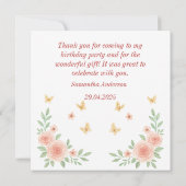 Ballerina Verjaardag Bedankt Card – Pink Ballet (Achterkant)