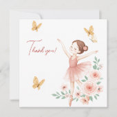 Ballerina Verjaardag Bedankt Card – Pink Ballet (Voorkant)