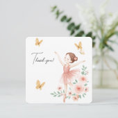 Ballerina Verjaardag Dank Je Kaart – Roze Ballet (Staand voorkant)