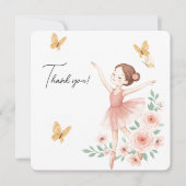 Ballerina Verjaardag Dank Je Kaart – Roze Ballet (Voorkant)